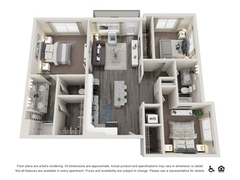 a 3d floor plan of an apartment at Copper 87, West Jordan, UT